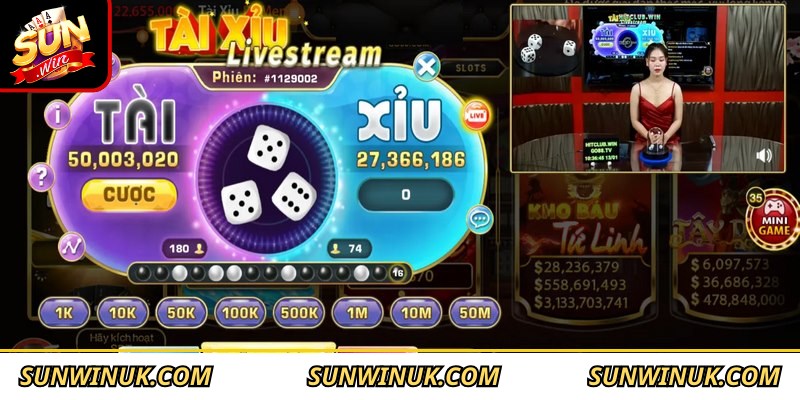 Tài Xỉu Livestream Sunwin - Đỉnh Cao Giải Trí Trực Tuyến 1 Tận hưởng không gian sòng bài chân thực cùng dàn Dealer quyến rũ